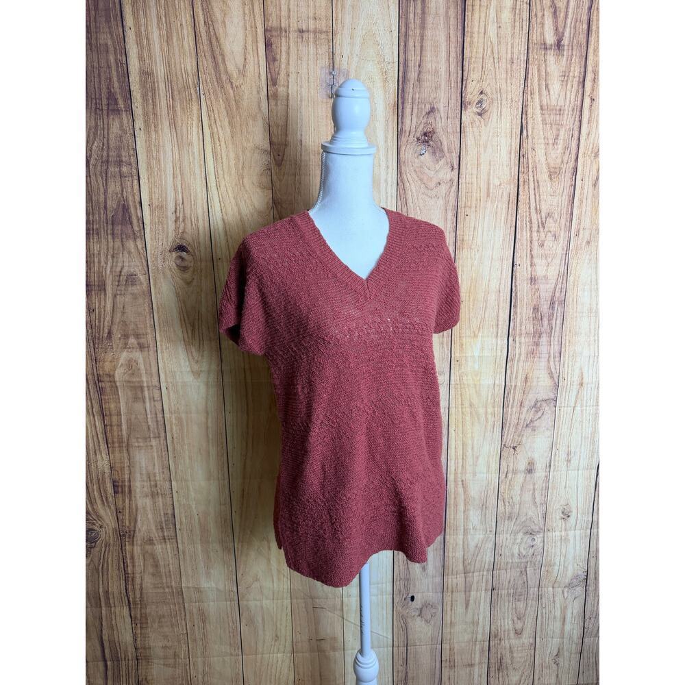 J. Jill Sleeveless, V neck Textured Knit Blouse Top Size S